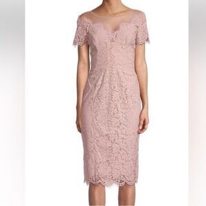 Rene Ruiz Collection Lace Fitted Cocktail Sheath Dress in Blush pink Sz 10 NWT